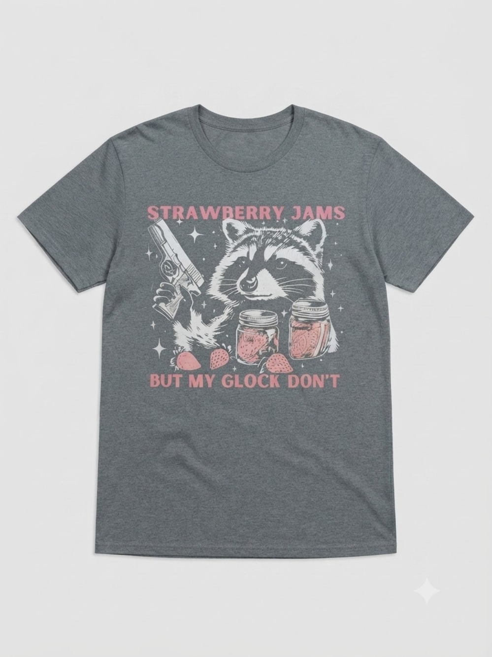 Heather Gray Graphic Tee - Strawberry Jams Design